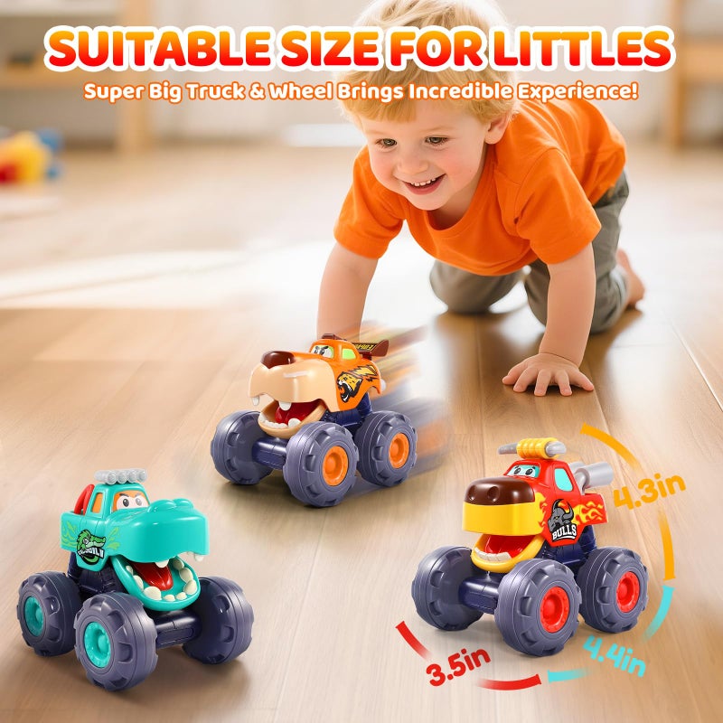OCATO Car Toys for 1 Year Old Boy Gifts, Pull Back Monster Truck Toy Cars for Toddlers 1-3, 1 2 3 One Year Old Boy Birthday Gift 1st Vehicles Kids Stocking Stuffers Toddler Baby Boys Toys 12-18 Months - Image 5