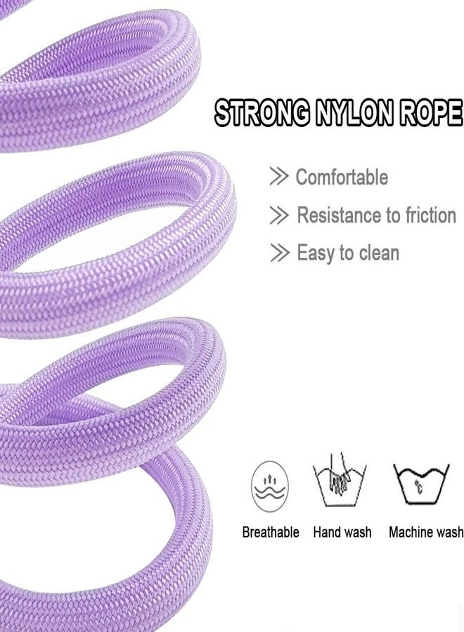 MayPaw 6/8 /10 FT Dog Leash, Classic Solid Colors, Strong Nylon Rope Dog Leash Reinforced with Leather Tailor Connection Heavy Duty Silver Clasp (Purple, 6ft*1/2") - Image 3