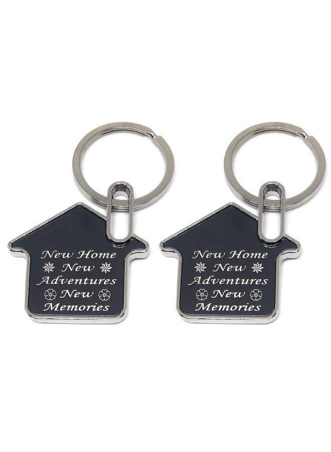 Aura Set Of 2 House Or Home Shaped Double Sided Sweet Message Gift Keychain For Housewarming New Home House Metal Keychain (2) - Image 1