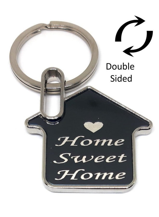 Aura Set Of 2 House Or Home Shaped Double Sided Sweet Message Gift Keychain For Housewarming New Home House Metal Keychain (2) - Image 2