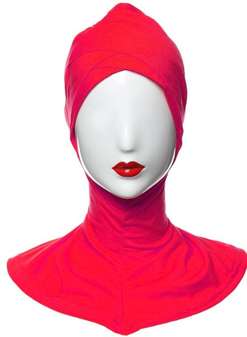 Loquat Muslim Women's Traditional Solid Color Modal Hijab Inner Cap Red - Image 1