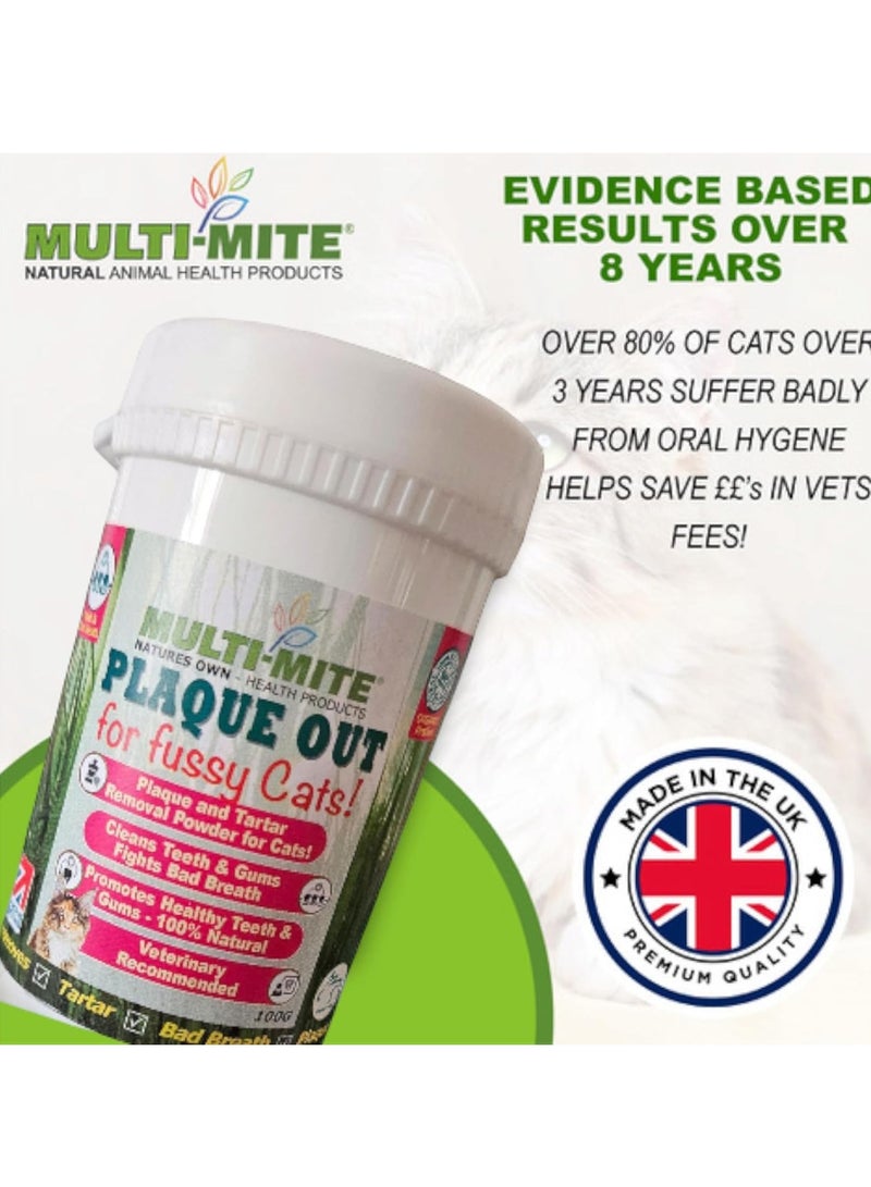 OUT for FUSSY CATS 100G Plaque Off and Tartar Removal 100 PERCENT Natural Organic Solution to Oral Hygiene Problems including Plaque Tartar and Bad Breath Multi Mite 100g Pack of 1 - Image 2