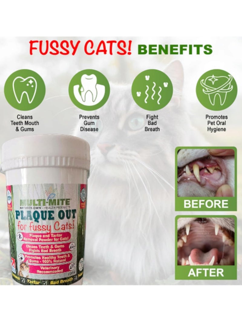 OUT for FUSSY CATS 100G Plaque Off and Tartar Removal 100 PERCENT Natural Organic Solution to Oral Hygiene Problems including Plaque Tartar and Bad Breath Multi Mite 100g Pack of 1 - Image 5