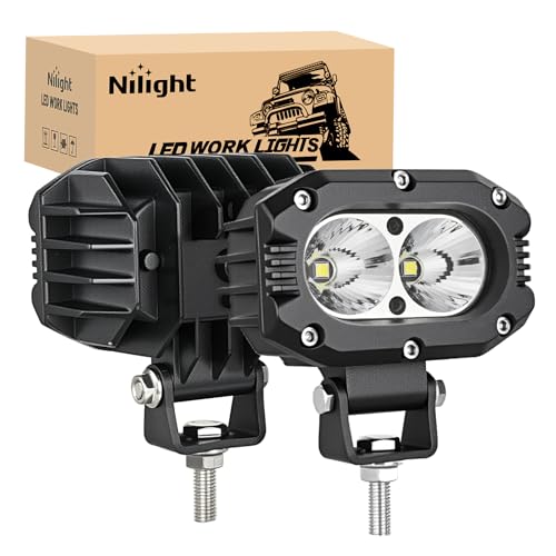 Nilight LED Pod Light 24W 4 Inch 2PCS White Flood Beam Driving Lights LED Pods IP67 Waterproof Auxiliary Offroad Lighting for Truck Tractor SUV ATV UTV Golf Cart Boat Motorcycle Dirt Bike - Image 1