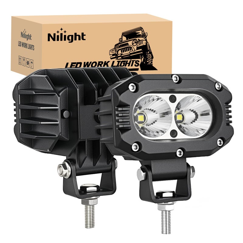 Nilight LED Pod Light 24W 4 Inch 2PCS White Flood Beam Driving Lights LED Pods IP67 Waterproof Auxiliary Offroad Lighting for Truck Tractor SUV ATV UTV Golf Cart Boat Motorcycle Dirt Bike - Image 2