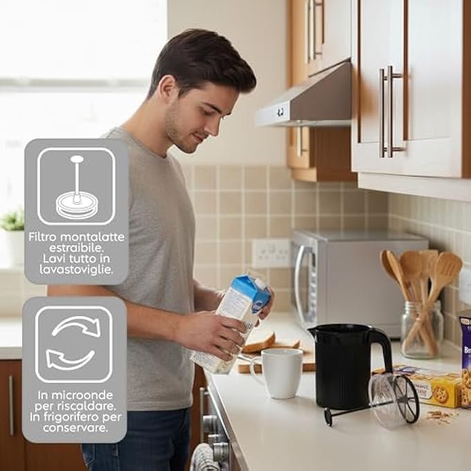 سنيبس كريمكس كابتشينو، رغوة حليب كابتشينو، لون أسود، أسود، 0.50 لتر، 10 × 145 × 152 سم، صنع في إيطاليا، خالٍ من مادة BPA والفثالات - Image 3