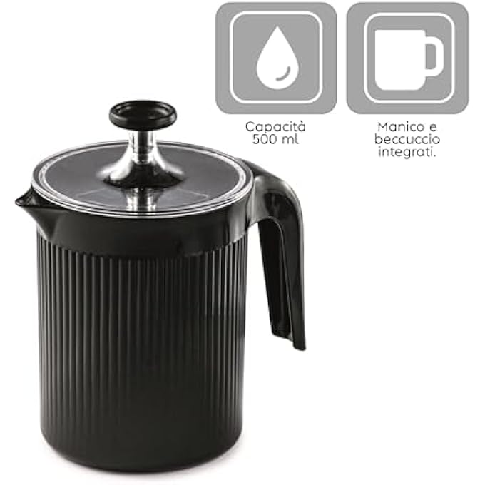 سنيبس كريمكس كابتشينو، رغوة حليب كابتشينو، لون أسود، أسود، 0.50 لتر، 10 × 145 × 152 سم، صنع في إيطاليا، خالٍ من مادة BPA والفثالات - Image 4