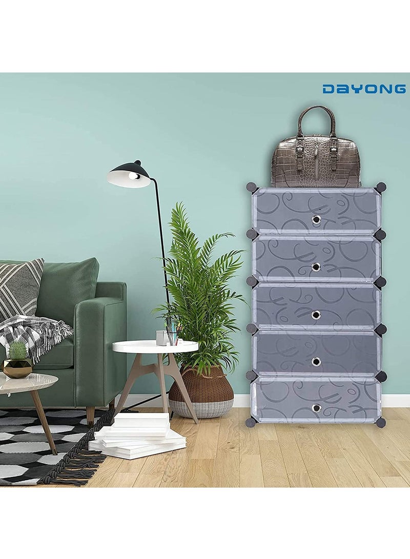 DubaiGallery منظم تخزين بلاستيكي معياري مكون من 5 طبقات مع أبواب ورفوف وخزانة كتب ووحدة تخزين - Image 2