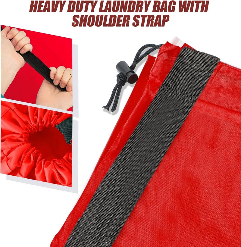 Isink Heavy Duty Laundry Bag with Strap,2 Pack Travel Laundry Bags for Dirty Clothes,24" x 36" Large Laundry Bag for Traveling,Camping,Dorm (Black + Red) - Image 2