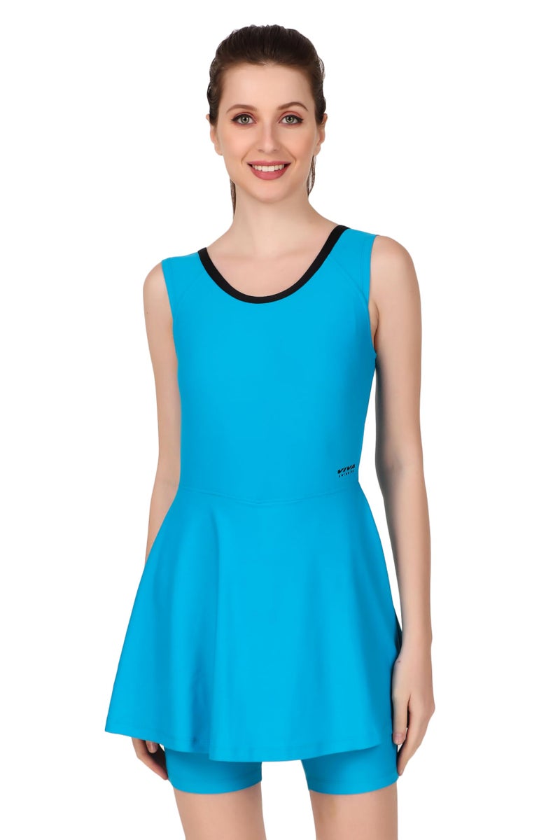 VIVA Swimming OWSD-329 Female Swim Dress with Short Leg I Womens Swimming Costume I Swimwear for Women I One-Piece Swimsuits I Swimsuit for Women - Image 1