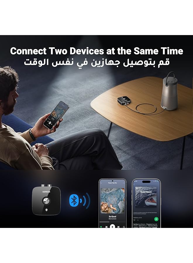 Ugreen Bluetooth Receiver 5.3, Wireless Audio Music Bluetooth Adapter For Home Car Music Streaming Sound System With 3.5Mm And 2 Rca Compatible With Phones Tablets Speaker Amplifier - Image 5