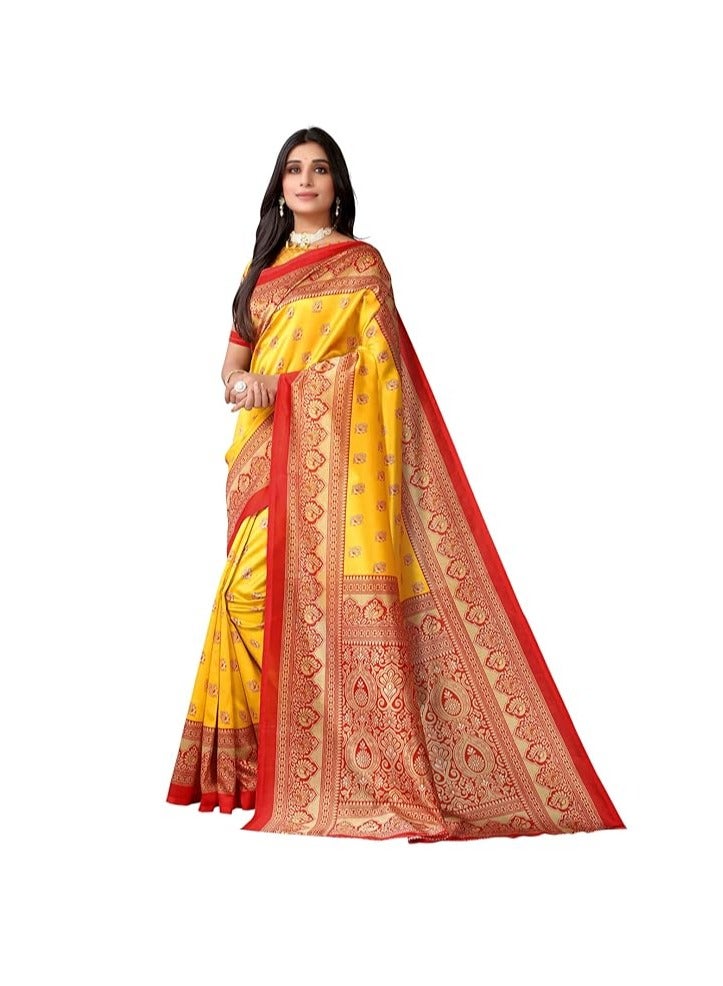 مملكة الإكسسوارات ساري حريري مطبوع للسيدات مع بلوزة - Image 1