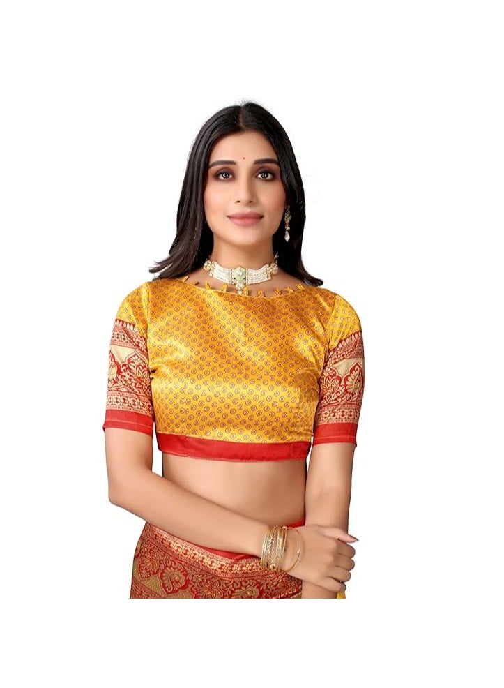 مملكة الإكسسوارات ساري حريري مطبوع للسيدات مع بلوزة - Image 3