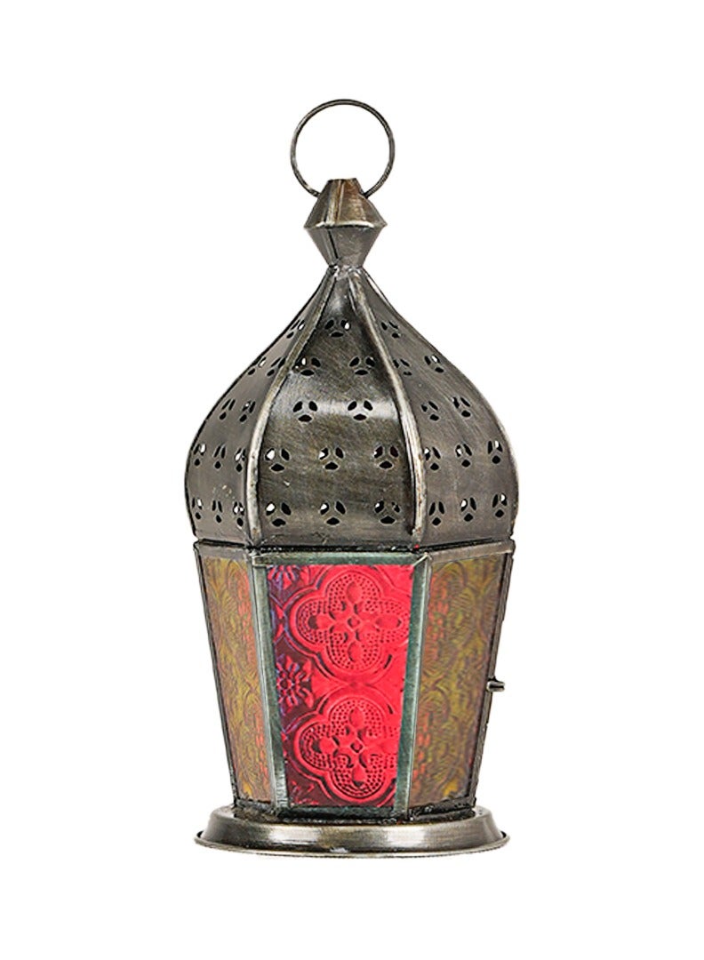HilalFul Arabian Antique Red And Blue Glass Decorative Candle Holder Lantern | For Home Decor in Eid, Ramadan, Wedding | Living Room, Bedroom, Indoor, Outdoor Decoration | Islamic Themed | Moroccan - Image 1