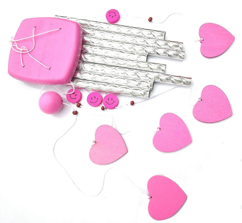 RIPE INDIA Pink Heart with Pink Smiley Face Wind Chimes with Great Sound for Positive Energy for Balcony Bedroom,Metal - Image 2