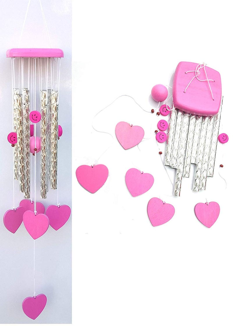 RIPE INDIA Pink Heart with Pink Smiley Face Wind Chimes with Great Sound for Positive Energy for Balcony Bedroom,Metal - Image 5