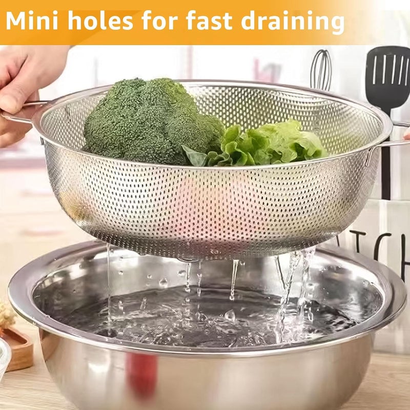 Deoxys Stainless Steel Colander with Silicon Handle Grip Heavy Duty Food Strainer with Reinforced Frame Kitchen Colander and Food Strainer for Pasta Vegetable Rice Noodles - Image 5