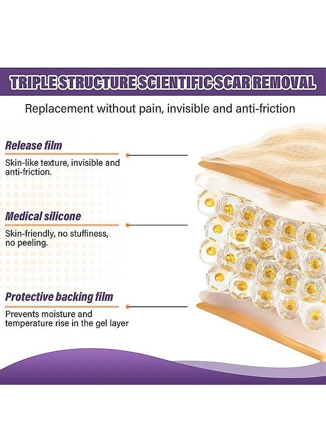 Silicone Scar Tape, Silicone Scar Removal Sheets For Surgical, Reduces Keloid Visibility For Surgical C-Section Tummy Tuck Keloid Scars - Image 2