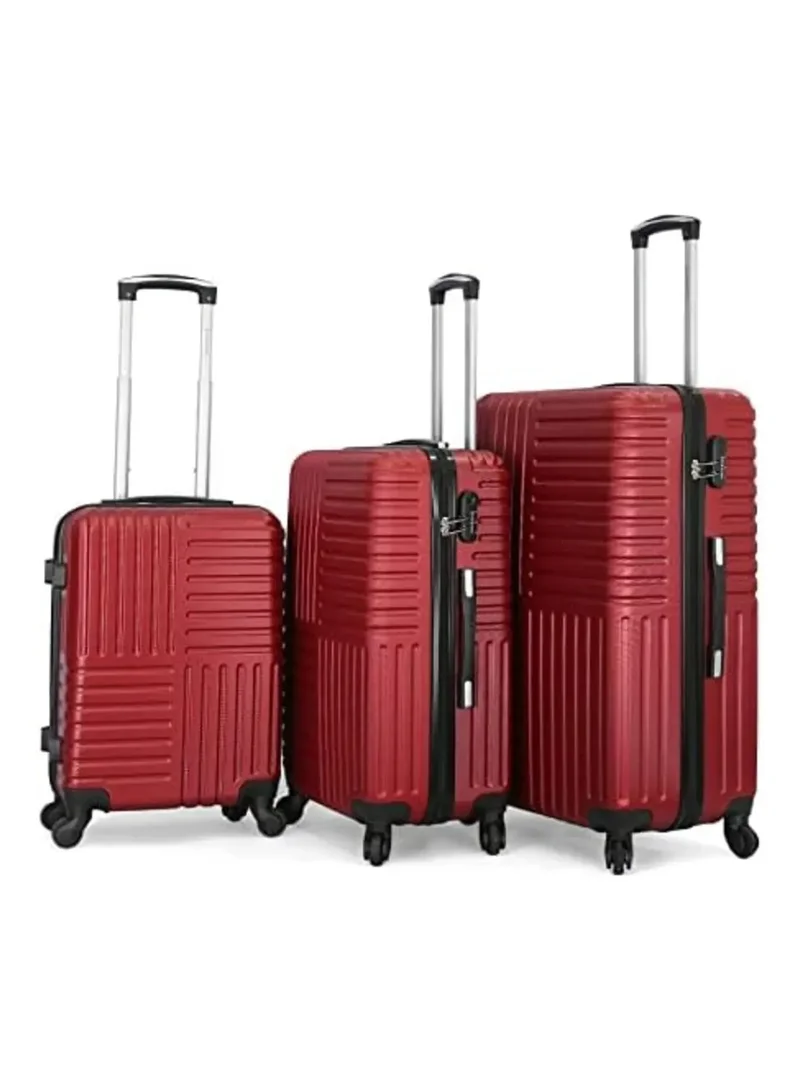 جيوردانو Giordano 3-Piece Luggage Set with Spinner Wheels, Red, (ABS)