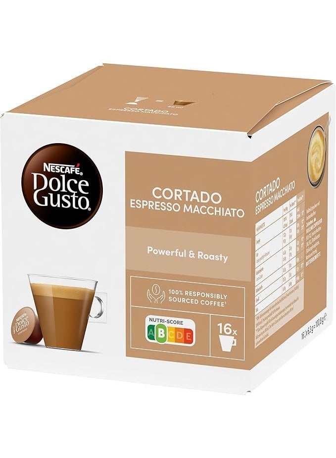 Nescafe Dolce Gusto Cortado Espresso Macchiato 16 Coffee Capsules Cortado 100.8grams Single - Image 1