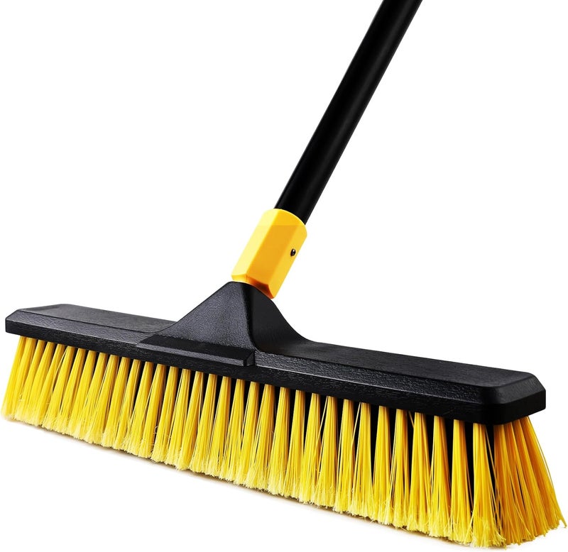 YOCADA 18 Inch Push Broom Heavy-Duty Outdoor Commercial Broom Brush Stiff Bristles for Cleaning Patio Garage Deck Concrete Wood Stone Tile Floor 65.3" Long - Image 1
