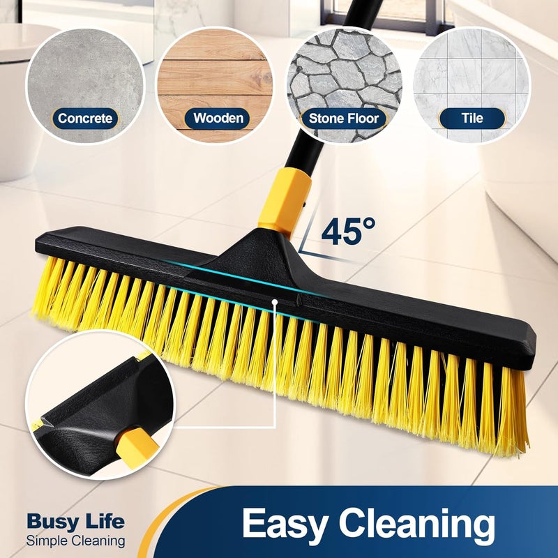 YOCADA 18 Inch Push Broom Heavy-Duty Outdoor Commercial Broom Brush Stiff Bristles for Cleaning Patio Garage Deck Concrete Wood Stone Tile Floor 65.3" Long - Image 5