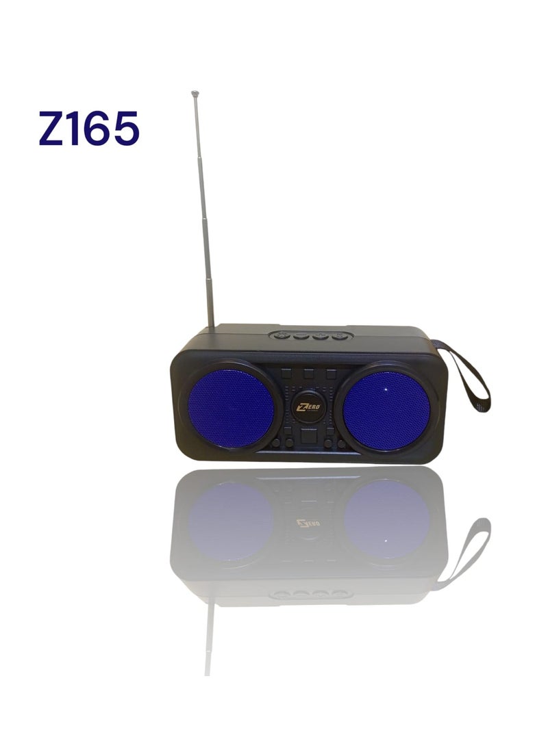 Zero - A solar-powered rechargeable radio that supports a flash drive and a memory card and runs on solar energy with a black Z165 flashlight - Blue - Image 1