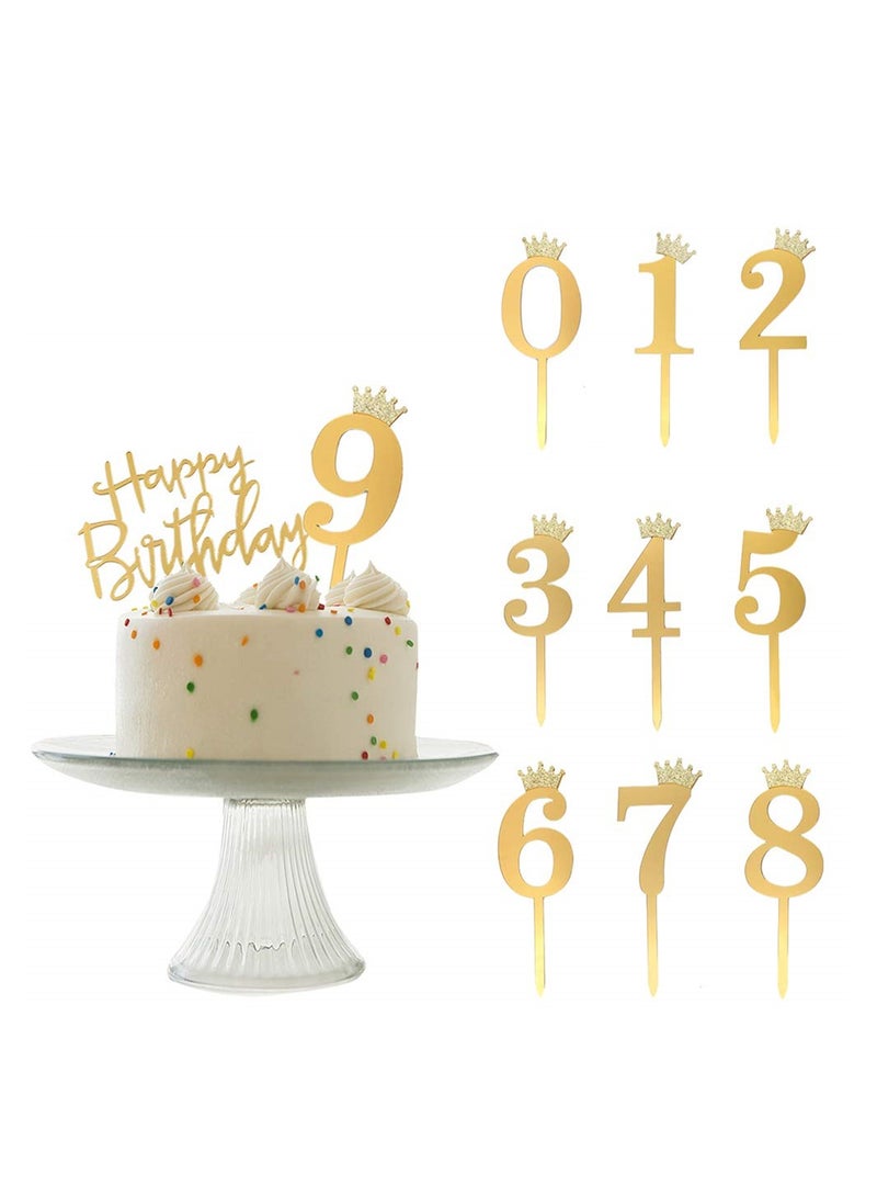 إكسفور عيد ميلاد سعيد لتزيين الكيك بأرقام أكريليك 0-9 تاج  مجموعة من 11 لتزيين لوازم حفلات الحلوى - Image 1
