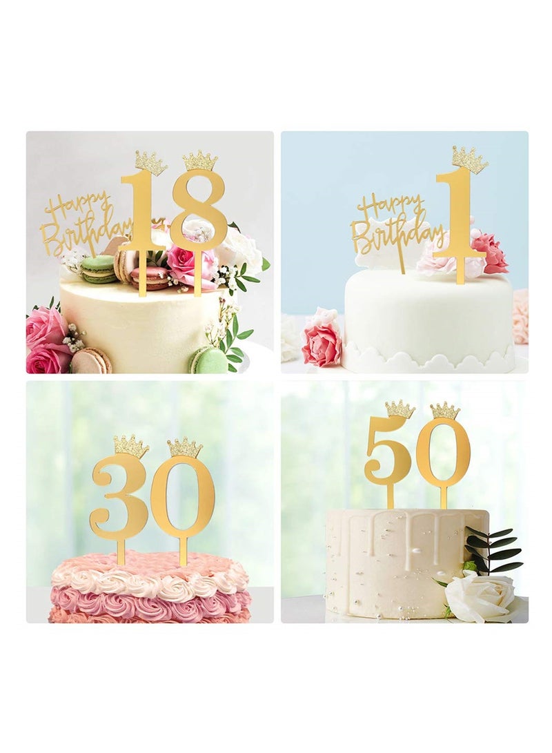 إكسفور عيد ميلاد سعيد لتزيين الكيك بأرقام أكريليك 0-9 تاج  مجموعة من 11 لتزيين لوازم حفلات الحلوى - Image 2