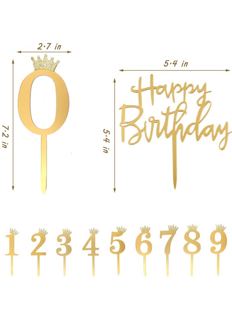 إكسفور عيد ميلاد سعيد لتزيين الكيك بأرقام أكريليك 0-9 تاج  مجموعة من 11 لتزيين لوازم حفلات الحلوى - Image 5