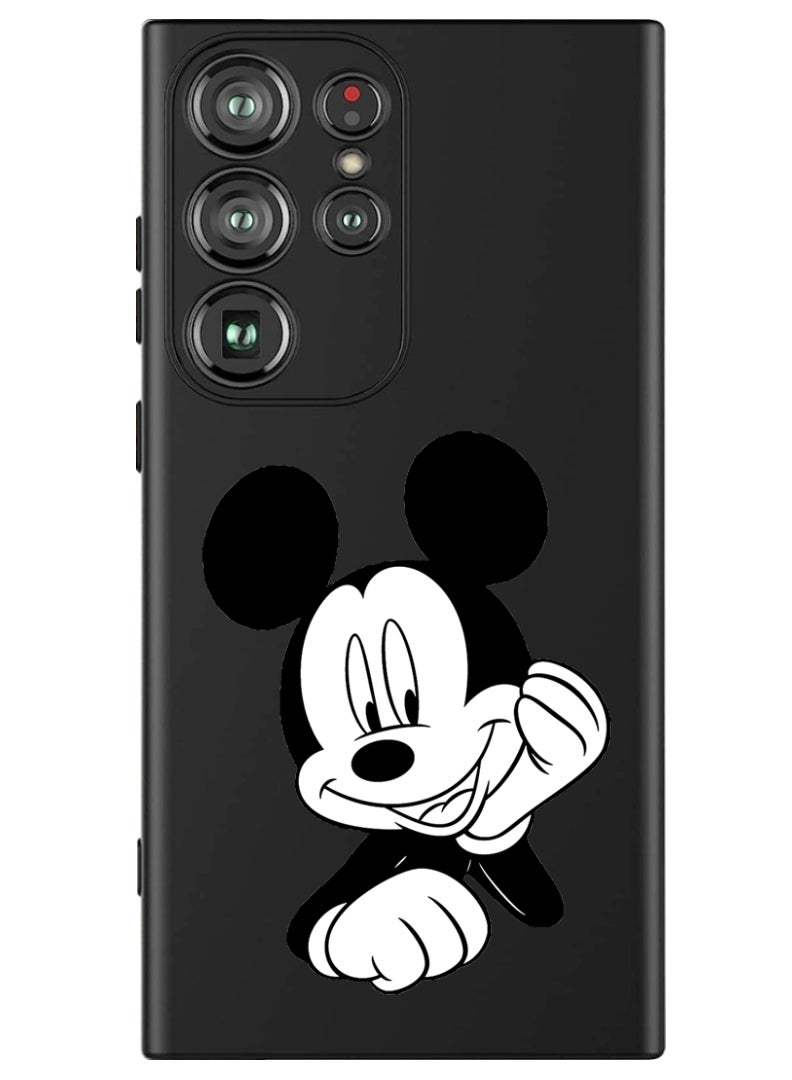 Theodor Protective Slim Fit Case Liquid Silicone Cover with Full Body Protection Anti-Scratch Shockproof Case For Samsung Galaxy S24 Ultra (Black) - Mickey - Image 1