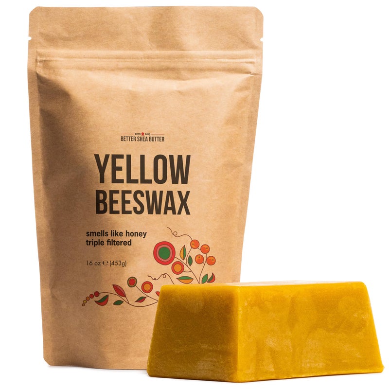 Better Shea Butter Beeswax for Candle Making | Raw Beeswax for Skin and Hair Care, Food Grade | Use for Lotion Making and Lip Balms | 1 lb Bar of 100% Pure Bees Wax - Image 1