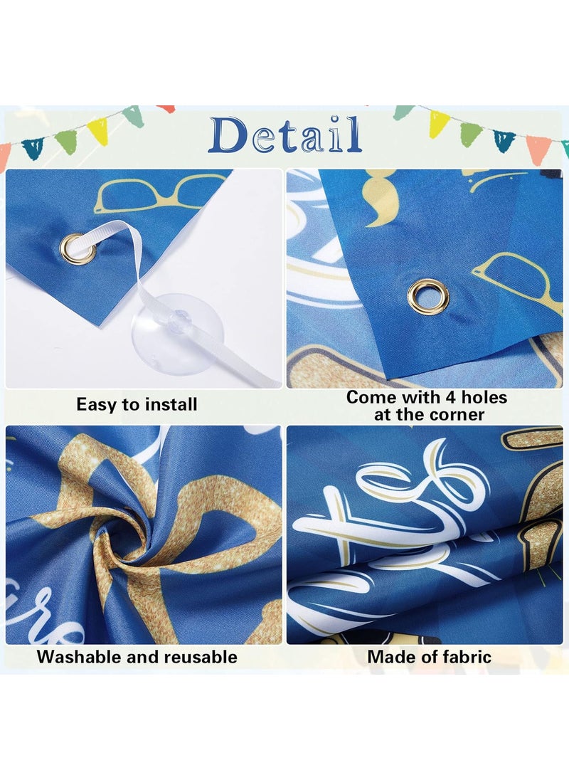 Moukeren Moukeren 2 Pcs 2024 Graduation Car Decorations Graduation Parade Car Banner 40 x 20 Inch Congrats Grad Car Backdrop Banner with Rope and Suckers for Graduation Theme Party SuppliesBlue Series  - Image 3