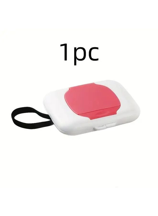 Portable Wet Wipe Case Rose Color Compact Durable Plastic Holder Box Hygienic Compartments - Image 1