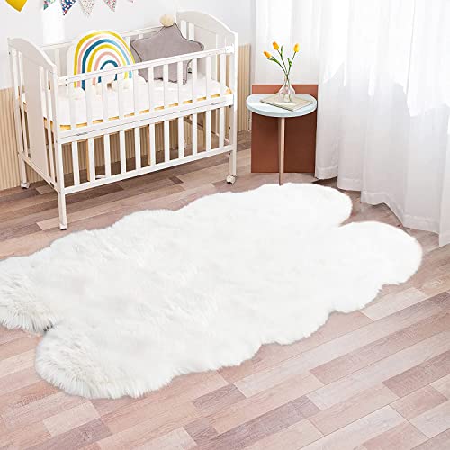 Latepis Sheepskin Rug 4X6 White Faux Fur Rug for Bedroom Bedside Fluffy Rugs for Living Room Fuzzy Plush Soft Rugs Luxury Home Decor - Image 3