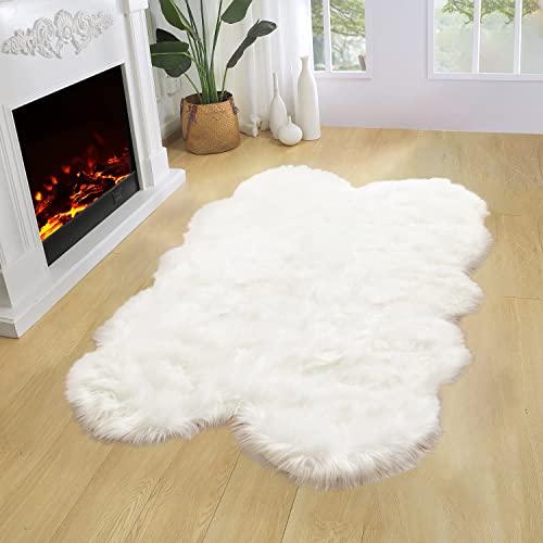 Latepis Sheepskin Rug 4X6 White Faux Fur Rug for Bedroom Bedside Fluffy Rugs for Living Room Fuzzy Plush Soft Rugs Luxury Home Decor - Image 4