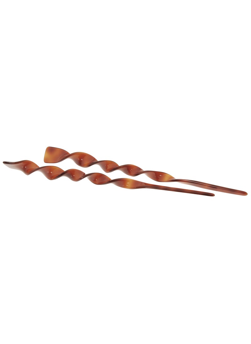 France Luxe France Luxe Twisted Hair Stick Pair, Tortoise 