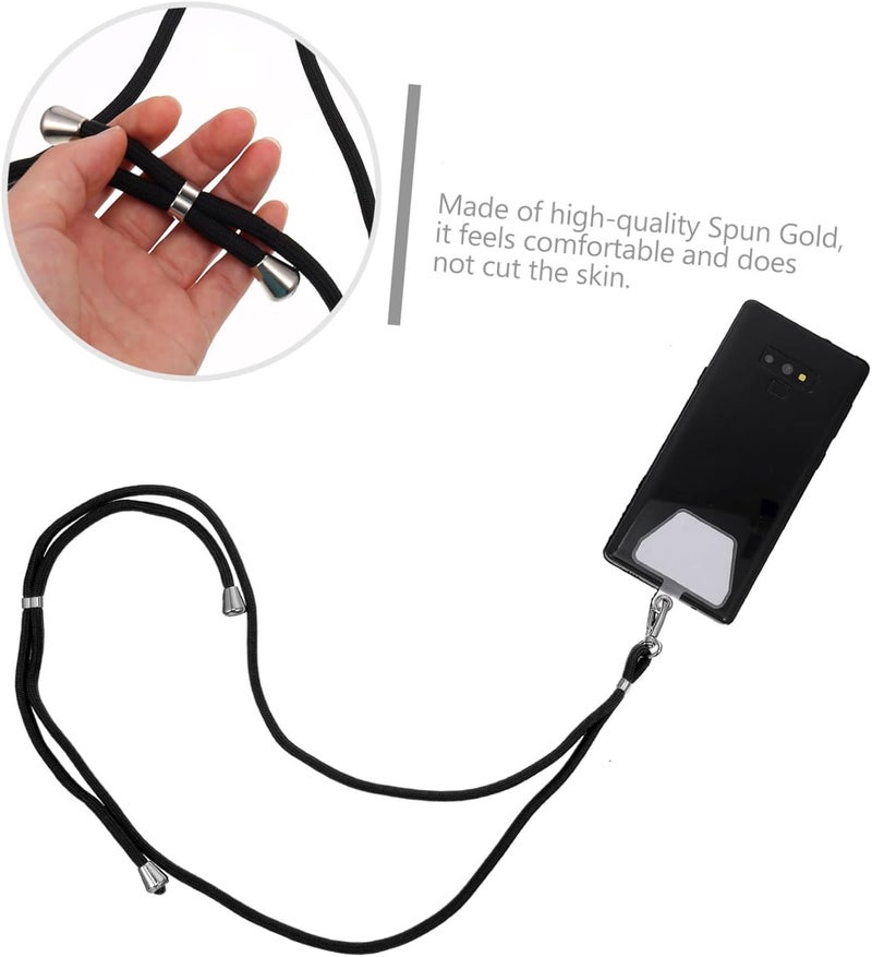 Adjustable Mobile Phone Lanyard with 2 Pads Universal Nylon Neck Strap for Cell Phone Hanging for Everyday Use Black - Image 3