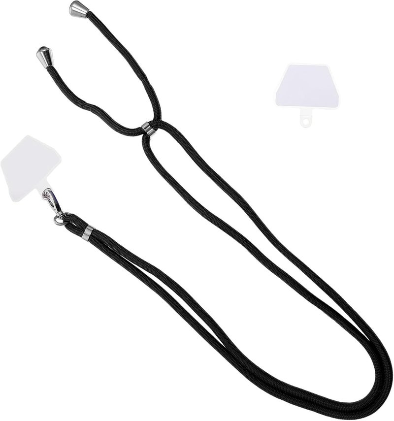 Adjustable Mobile Phone Lanyard with 2 Pads Universal Nylon Neck Strap for Cell Phone Hanging for Everyday Use Black - Image 1