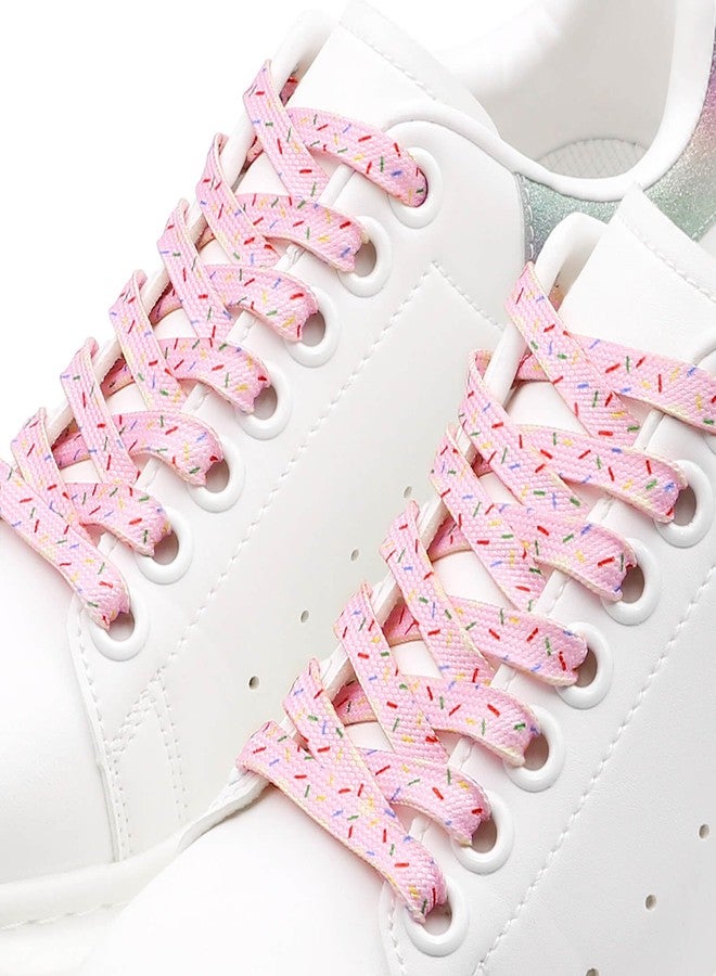 DANHUA Colored Printed Flat Shoelaces: 2 Pair Patterned Shoe Laces for Sneakers, 07 Pink Ice Cream, 47Inch (120CM) - Image 3
