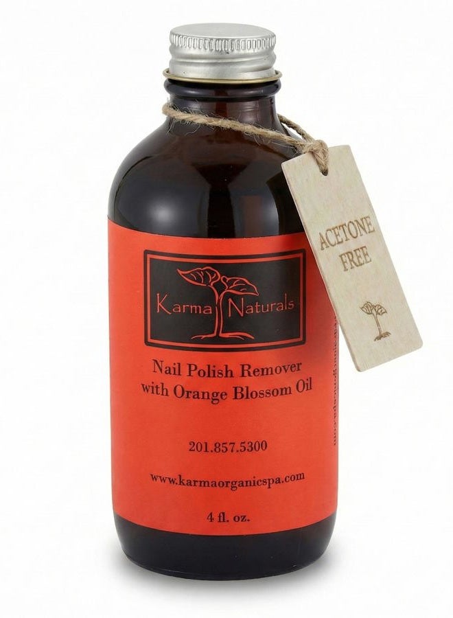 karma organic Karma Naturals Nail Polish Remover with Orange Blossom - Non Toxic, Vegan, Cruelty Free, Acetone free - Nails Strengthener for Fingernails - 4 fl. Oz. - Image 1