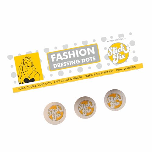 SLICKFIX Super Saver Pack -Fashion Dressing Dots Tape (Pack of 180) Double-Sided Round Fashion Tape for Clothes, Skin Friendly Adhesive Body Tape, Body Tap for Women and Men, 2 Cm - Image 1