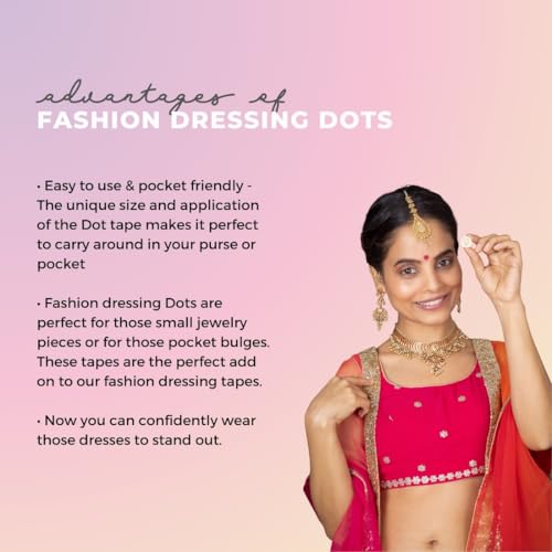 SLICKFIX Super Saver Pack -Fashion Dressing Dots Tape (Pack of 180) Double-Sided Round Fashion Tape for Clothes, Skin Friendly Adhesive Body Tape, Body Tap for Women and Men, 2 Cm - Image 4
