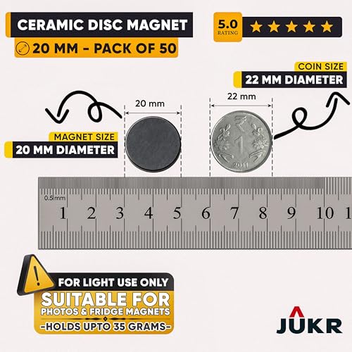 JUKR Small Round Disc Magnets for Whiteboard and Maps, Decorative Fridge Stickers, Art Craft Hobby Work, Home Improvement, School Students DIY Projects (20 mm Diameter, 3 mm Thickness, Pack of 50) - Image 3