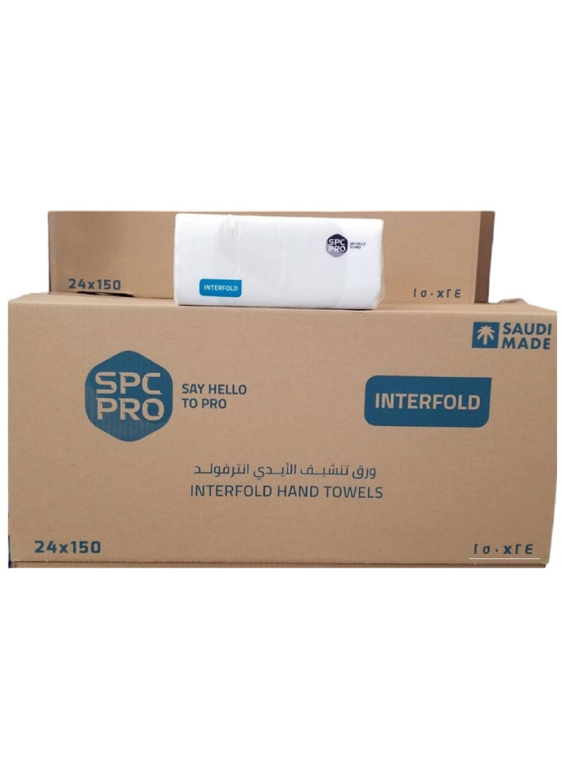 SPC High Quality Interfold Tissues (150 Sheets X 24 Packs)