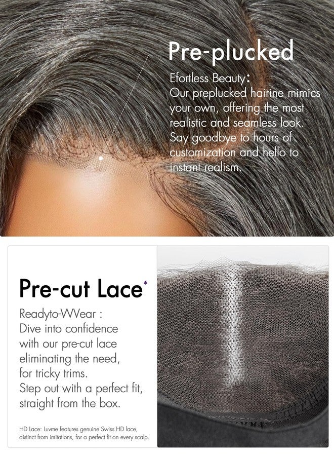 LUVME HAIR 10'' Grey Salt & Pepper Bob Wig Blunt Cut Bob Wig Pre Cut Glueless Wigs Glueless Lace Front 10 Inches Bob, Pre Cut Plucked Hd Lace Short Wig Ready To Go Natural Color Straight Side Part - Image 3