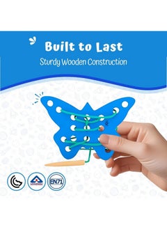 Skillofun Butterfly Lacing Toy, Develops Fine Motor Skills, Eco-Friendly Natural Wood, Child-Safe, Hand-Eye Coordination Development, Hour-Long Captivating Fun  - Image 2