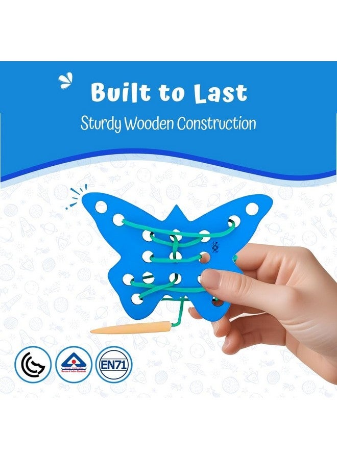 Skillofun Butterfly Lacing Toy, Develops Fine Motor Skills, Eco-Friendly Natural Wood, Child-Safe, Hand-Eye Coordination Development, Hour-Long Captivating Fun - Image 2
