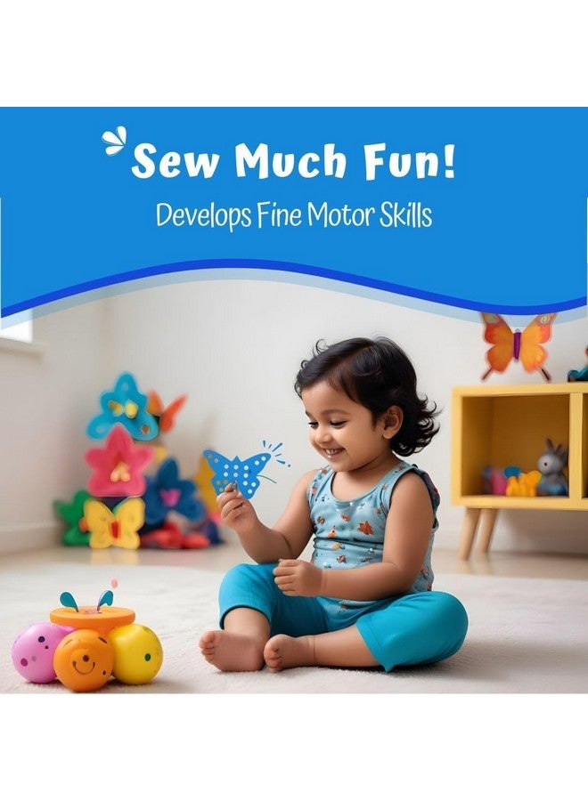 Skillofun Butterfly Lacing Toy, Develops Fine Motor Skills, Eco-Friendly Natural Wood, Child-Safe, Hand-Eye Coordination Development, Hour-Long Captivating Fun - Image 1