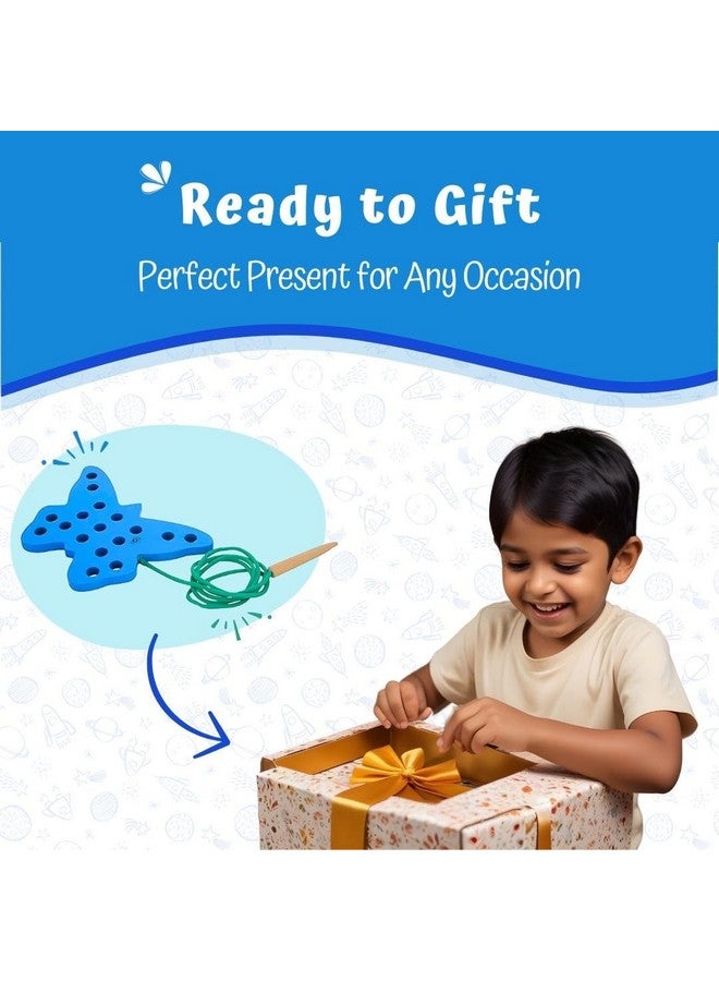 Skillofun Butterfly Lacing Toy, Develops Fine Motor Skills, Eco-Friendly Natural Wood, Child-Safe, Hand-Eye Coordination Development, Hour-Long Captivating Fun - Image 3